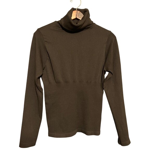 Fitted Cotton Candy Black Ribbed Turtleneck Sweater L - Picture 1 of 4